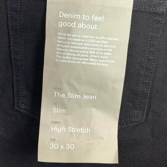 Everlane Uniform Mens Slim 4Way Stretch Organic Jeans Regular Rise Black 30 x 30 - Picture 6 of 10